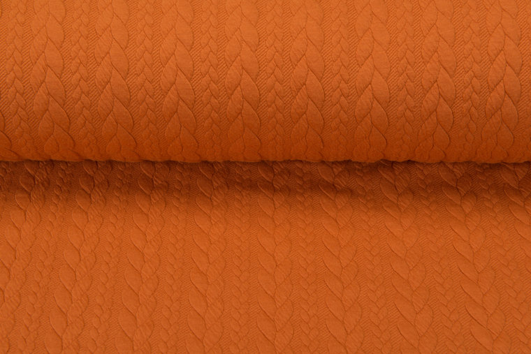 Gebreide kabel jacquard stof roest oranje