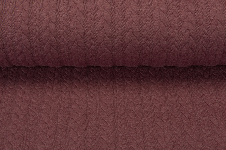 Gebreide kabel jacquard stof licht aubergine