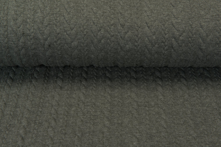 Gebreide kabel jacquard stof grijs