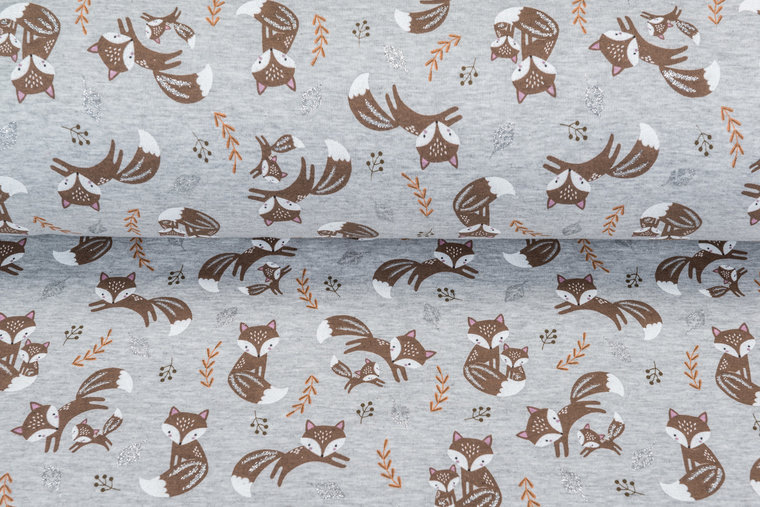 Alpenfleece bedrukt glitter AG65 Fam Fox