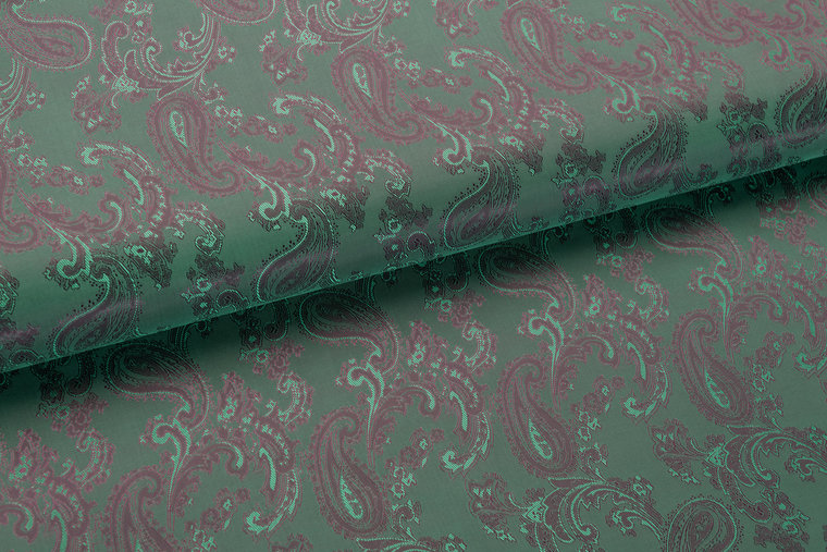 Voeringstof jacquard Paisley VO81 groen-paars