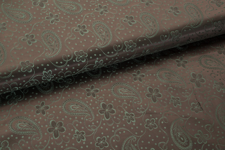 Voeringstof jacquard Paisley Flower VO41 bronze-groen