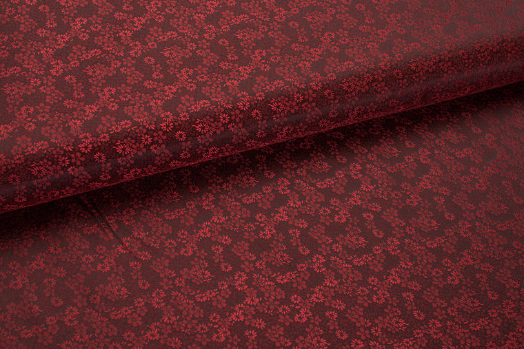 Voeringstof jacquard Little Flower VO32 bordeaux-rood