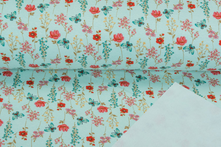 Alpenfleece bedrukt butterfly flowers NA593