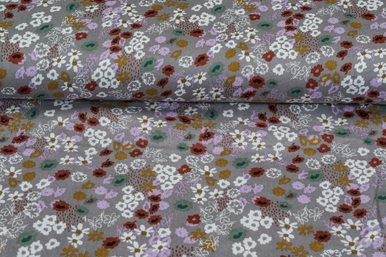 Katoenen Mousseline bedrukt glad multi flower