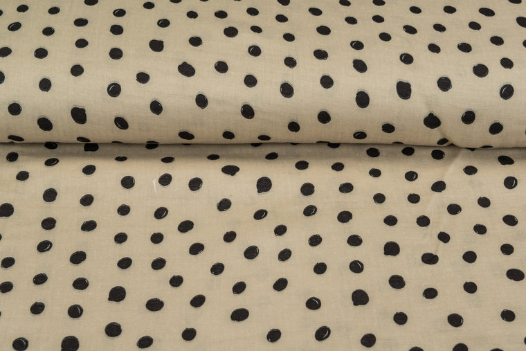 Katoenen Mousseline bedrukt glad dots