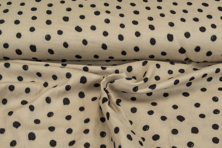 Katoenen Mousseline bedrukt glad dots