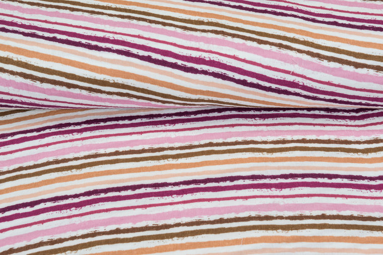 Katoenen Mousseline bedrukt smal stripes