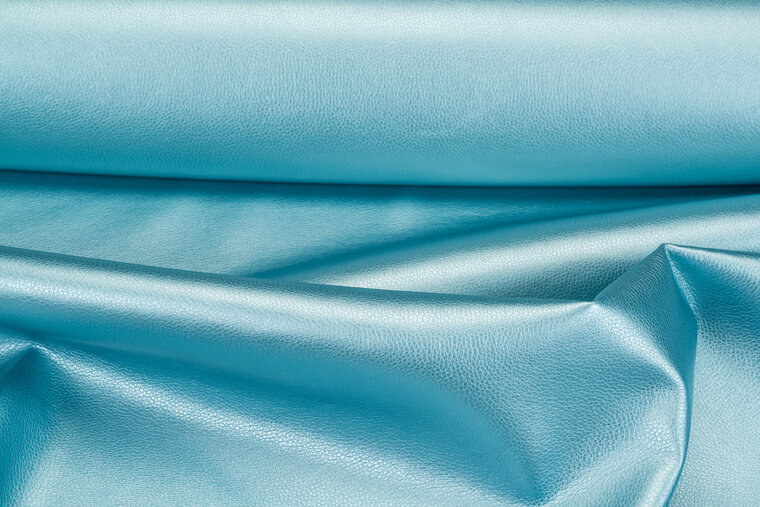 Kunstleer metallic aqua blauw