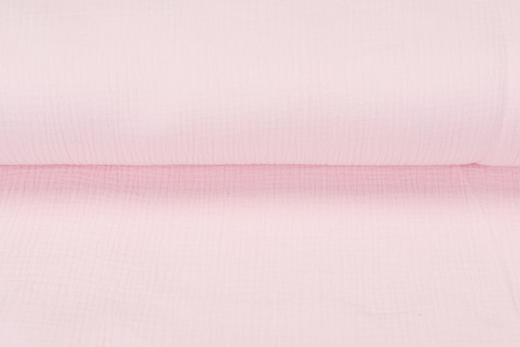 Katoenen Mousseline uni lichtroze