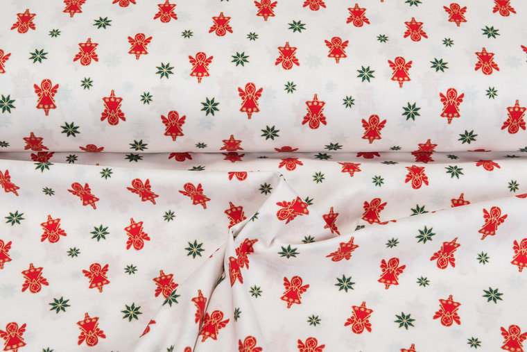 Katoen Poplin bedrukt kerst JS360