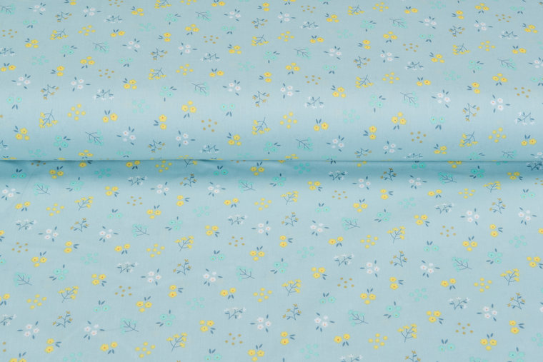 Katoen Poplin bedrukt little flower mint