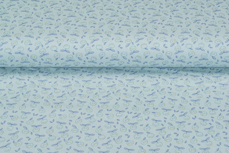 Katoen Poplin bedrukt happy apple mint