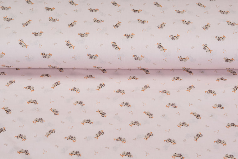 Katoen Poplin bedrukt kameleon oud roze