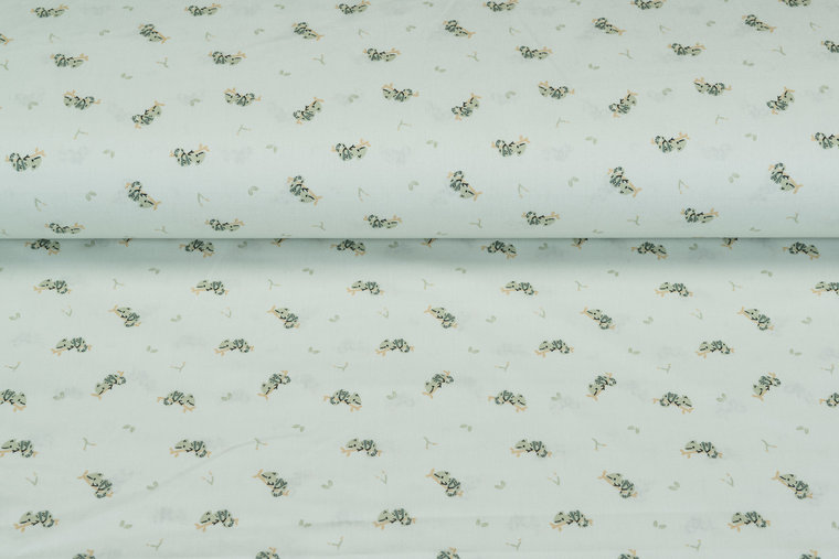 Katoen Poplin bedrukt kameleon mint