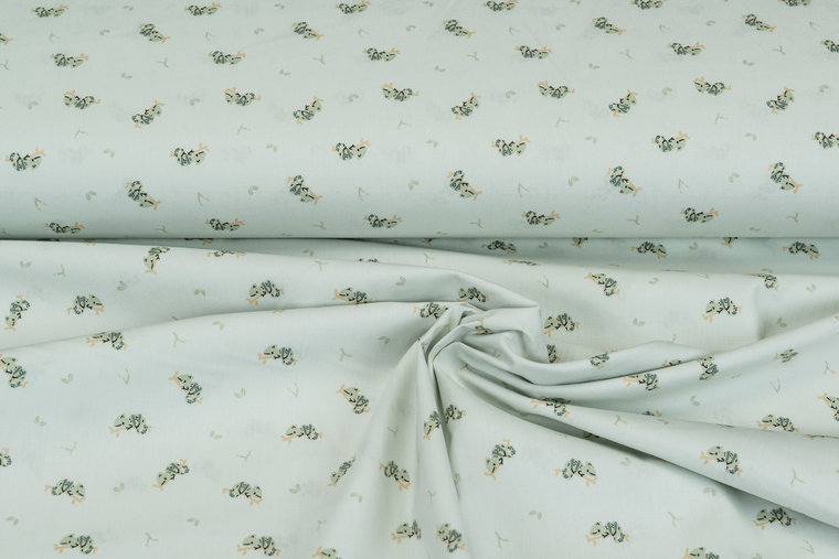 Katoen Poplin bedrukt kameleon mint