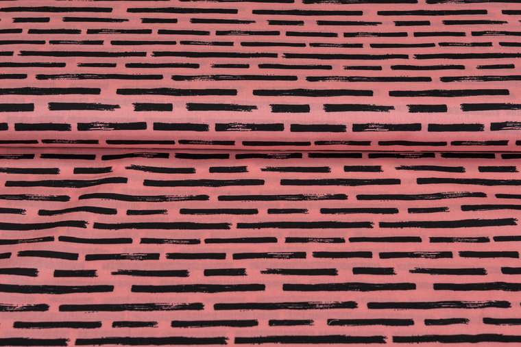 Katoen Poplin bedrukt brush stripes JS221
