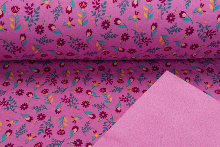 Alpenfleece bedrukt flower lila