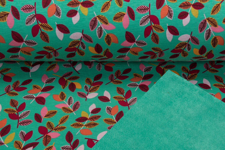Alpenfleece bedrukt flower donkermint