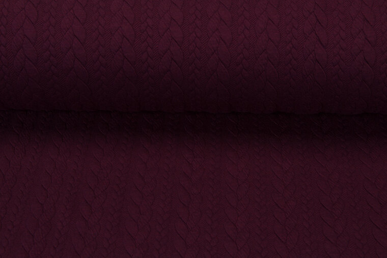 Gebreide kabel jacquard stof aubergine