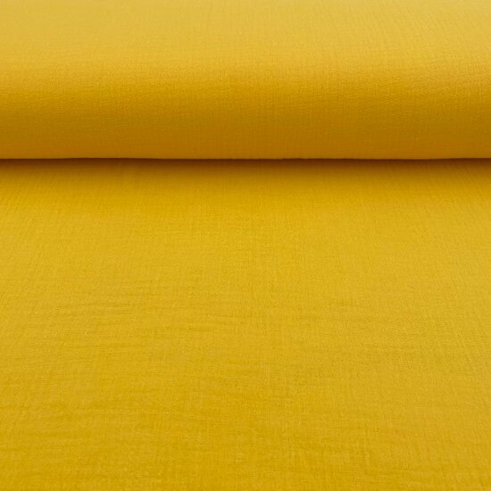 Katoenen Mousseline uni lemon