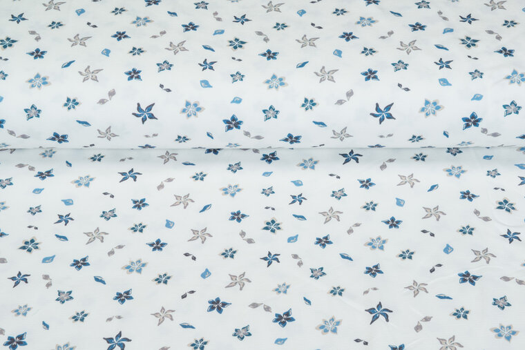 Katoen Tricot bedrukt Anise blauw