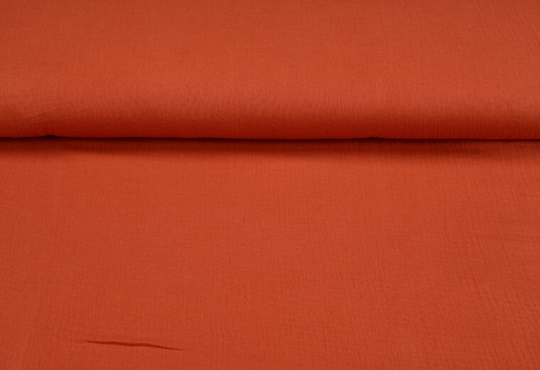 Katoenen mousseline uni roest oranje