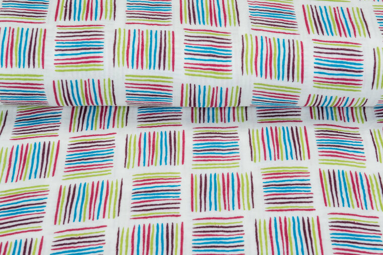 Katoenen Mousseline bedrukt Little Stripes