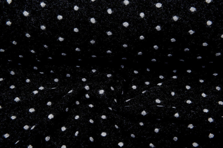 Boiled wool fluffy small dots zwart-grijs