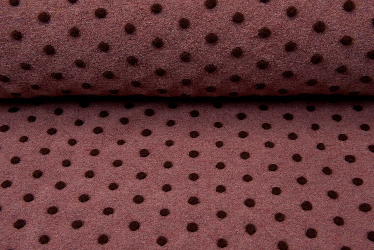 Boiled wool fluffy small dots pastel roze-oud roze