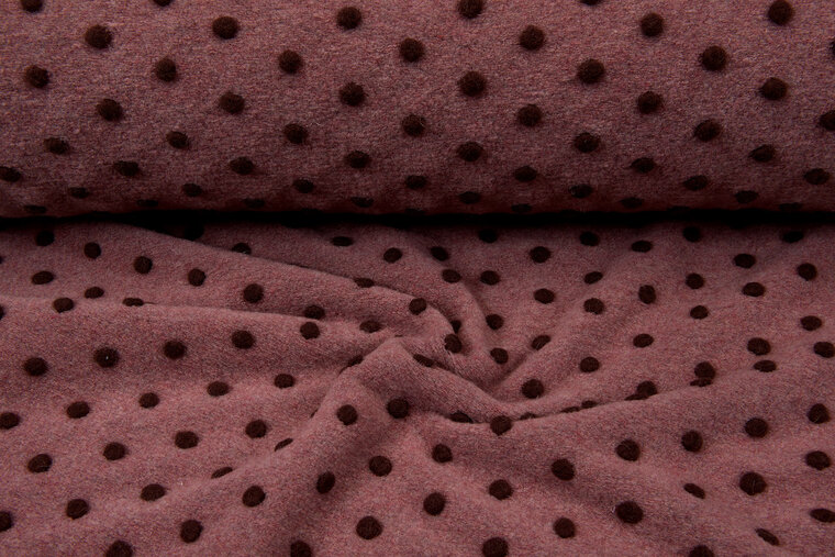 Boiled wool fluffy small dots pastel roze-oud roze