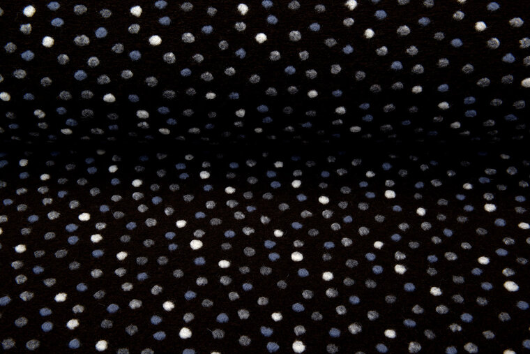 Boiled wool fluffy multicolor dots donkerbruin