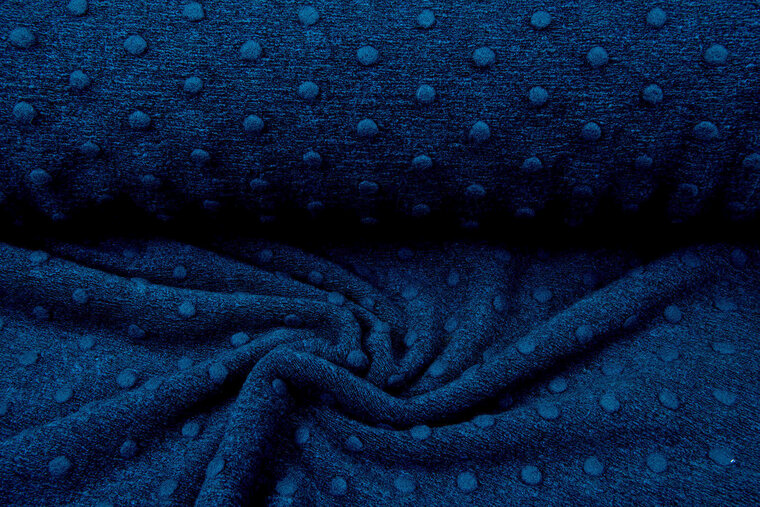 Boiled wool fluffy effen dots petrol-blauw