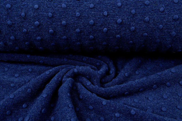Boiled wool fluffy effen dots blauw