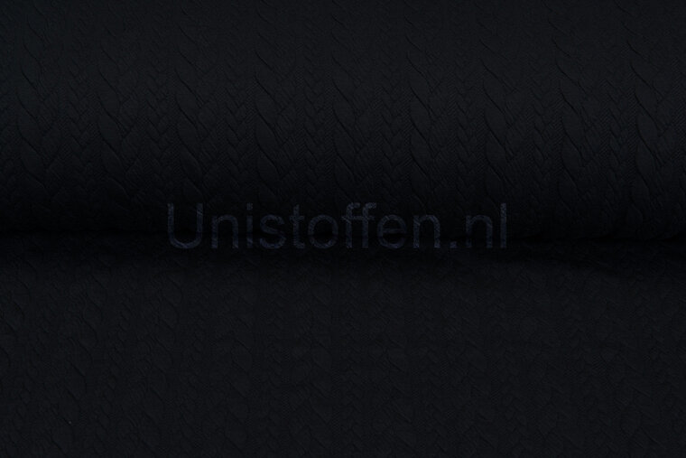 Gebreide kabel jacquard stof Zwart