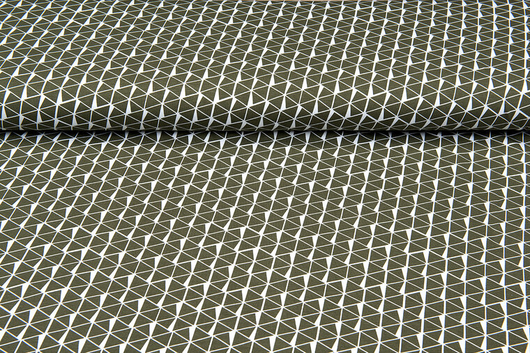 Katoenen Tricot bedrukt diamond legergroen