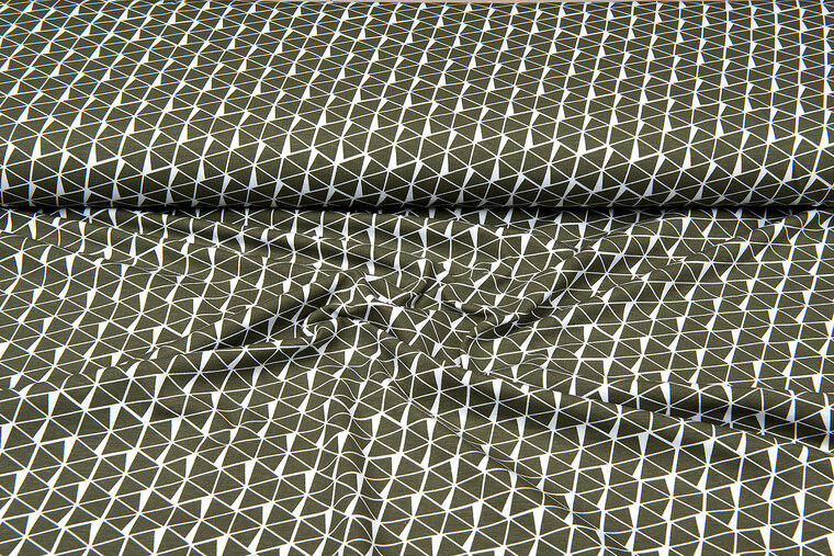 Katoenen Tricot bedrukt diamond legergroen