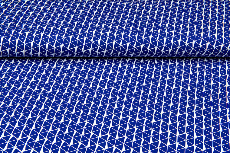 Katoenen Tricot bedrukt diamond kobaltblauw