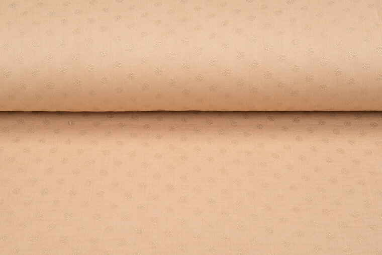 Katoenen mousseline bedrukt Foil Drops donkerbeige-goud