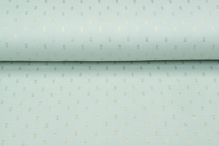 Katoenen mousseline bedrukt Foil Rectangle mint-goud