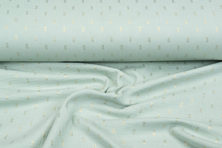 Katoenen mousseline bedrukt Foil Rectangle mint-goud