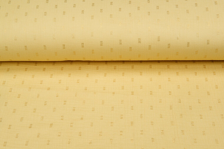 Katoenen mousseline bedrukt Foil Rectangle geel-goud