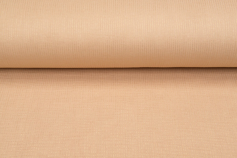 Katoenen mousseline bedrukt Foil Stripes donkerbeige-goud