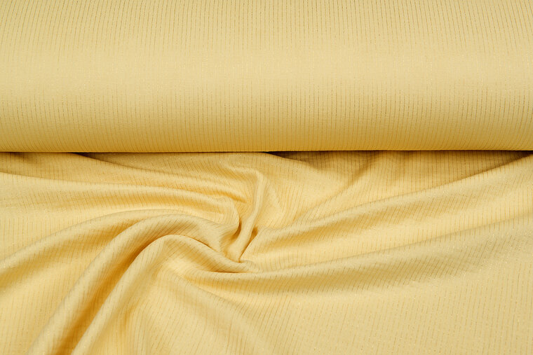 Katoenen mousseline bedrukt Foil Stripes geel-goud