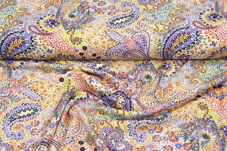 Viscose bedrukt dicrispy paisley poplin stretch