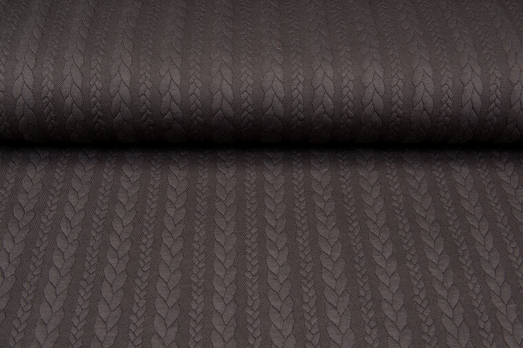 Gebreide kabel jacquard stof bruin