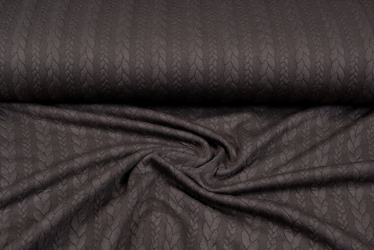 Gebreide kabel jacquard stof bruin