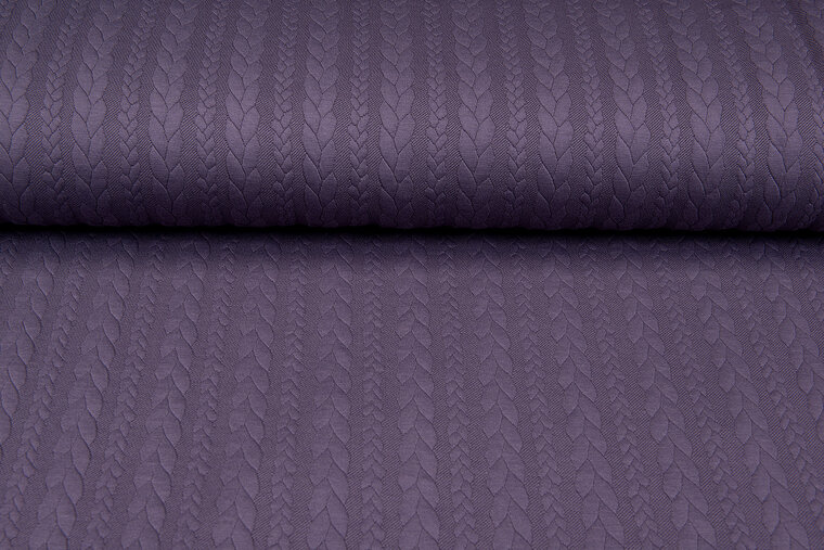 Gebreide kabel jacquard stof mauve