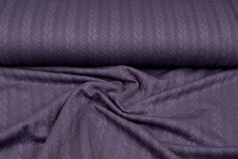 Gebreide kabel jacquard stof mauve