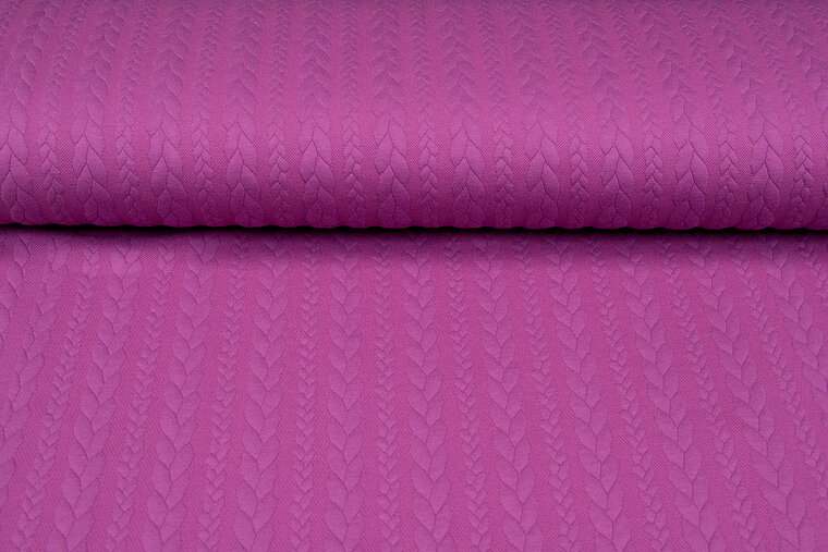 Gebreide kabel jacquard stof fuchsia